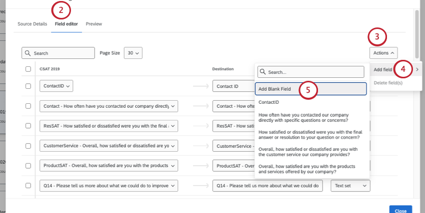 adding a blank field in the field editor