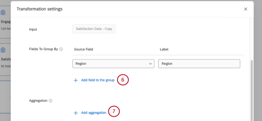 adding more fields to either the fields to group by section or to the aggregation section below that