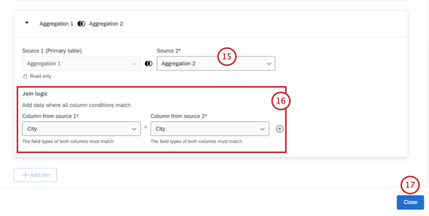new modal where you configure the join