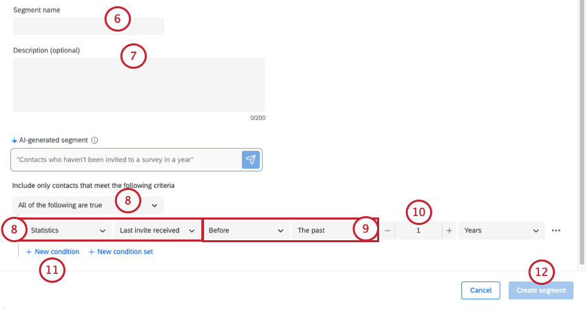 next page where you name and set criteria for segments