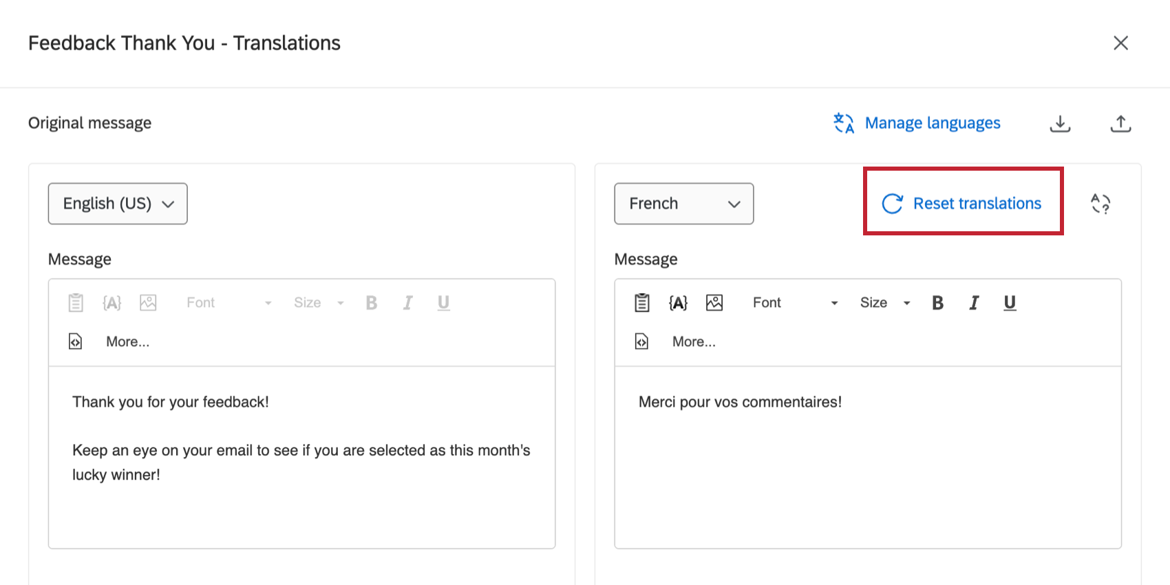 the "reset translations" button
