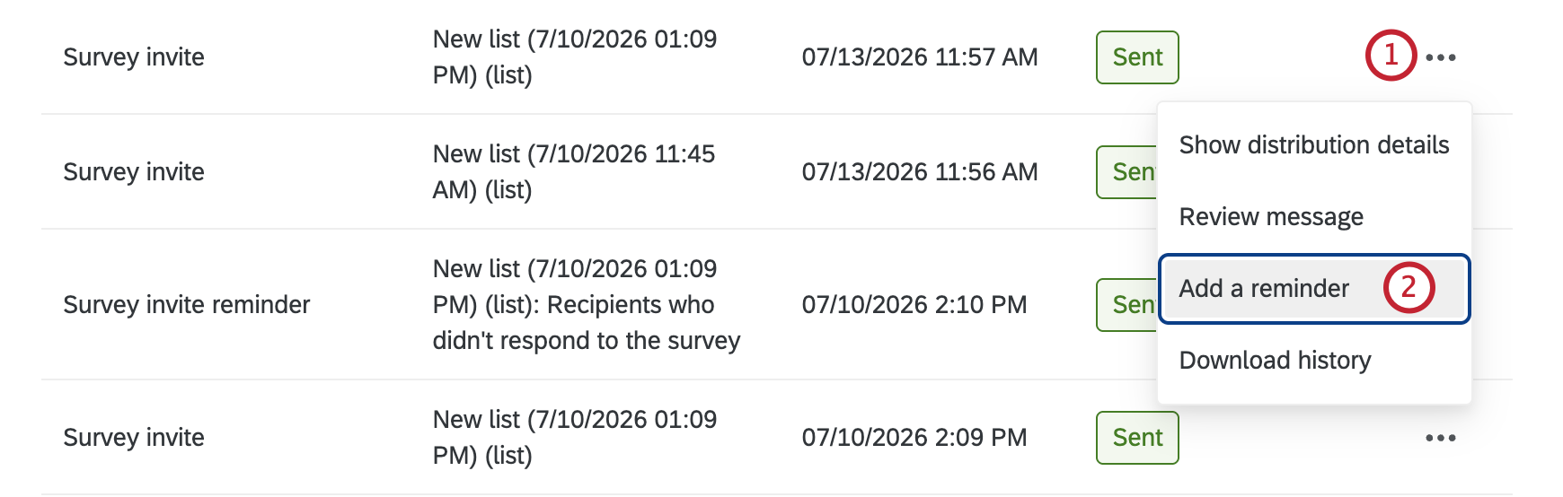 add a reminder button highlighted within the email options menu