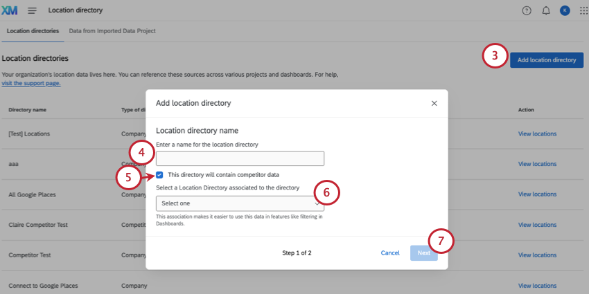 new modal opens where you name a directory, set it to competitive, and then select the matching directory