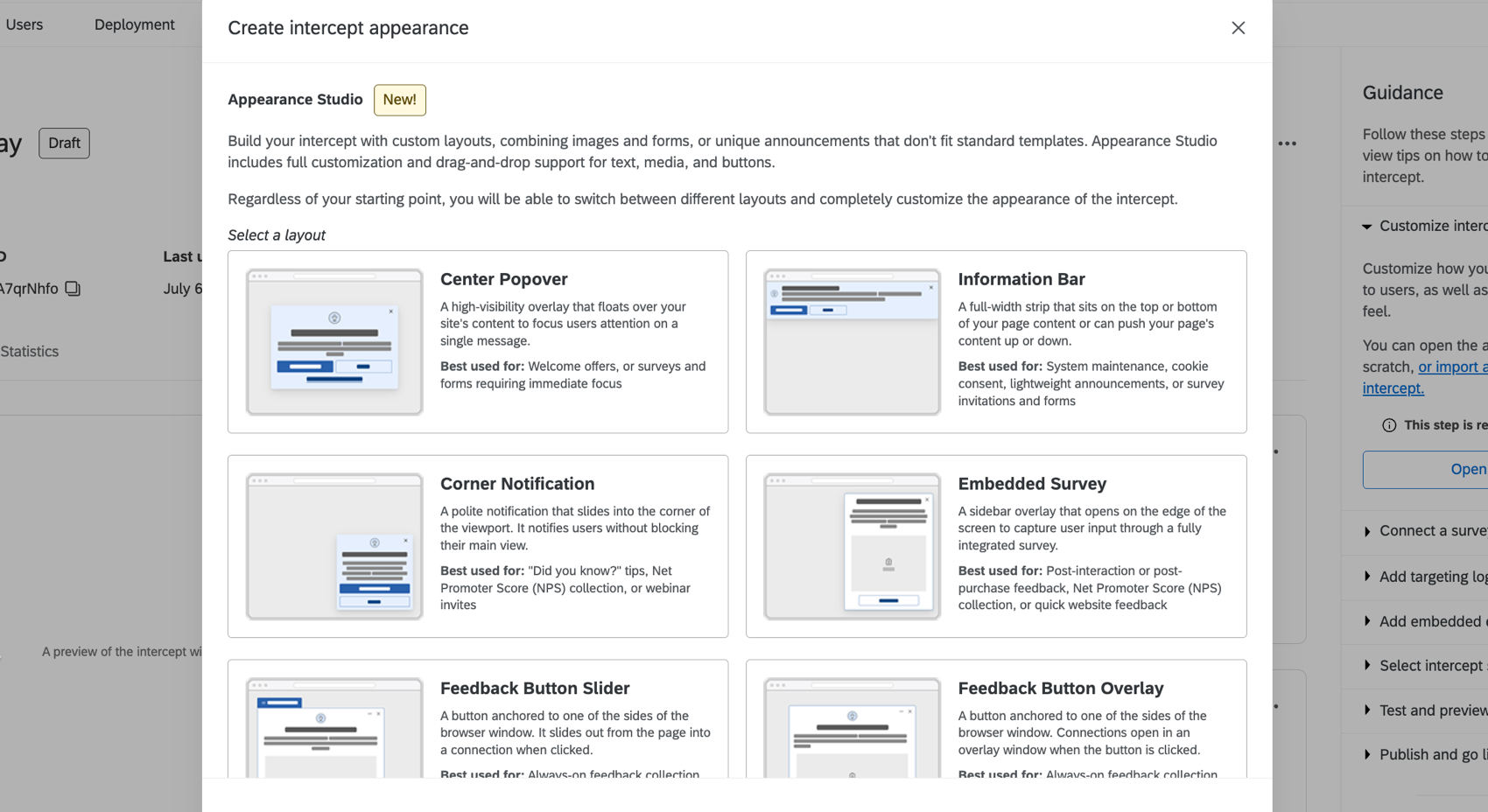 choosing from existing layouts