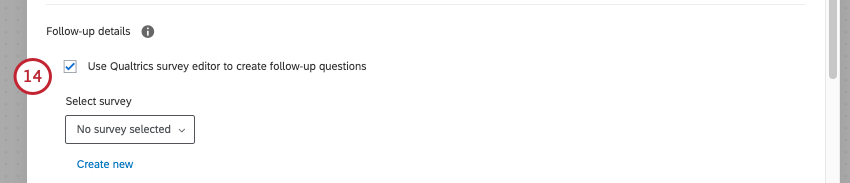 follow up details section of ticket setup has a selector where you pick a ticket feedback survey