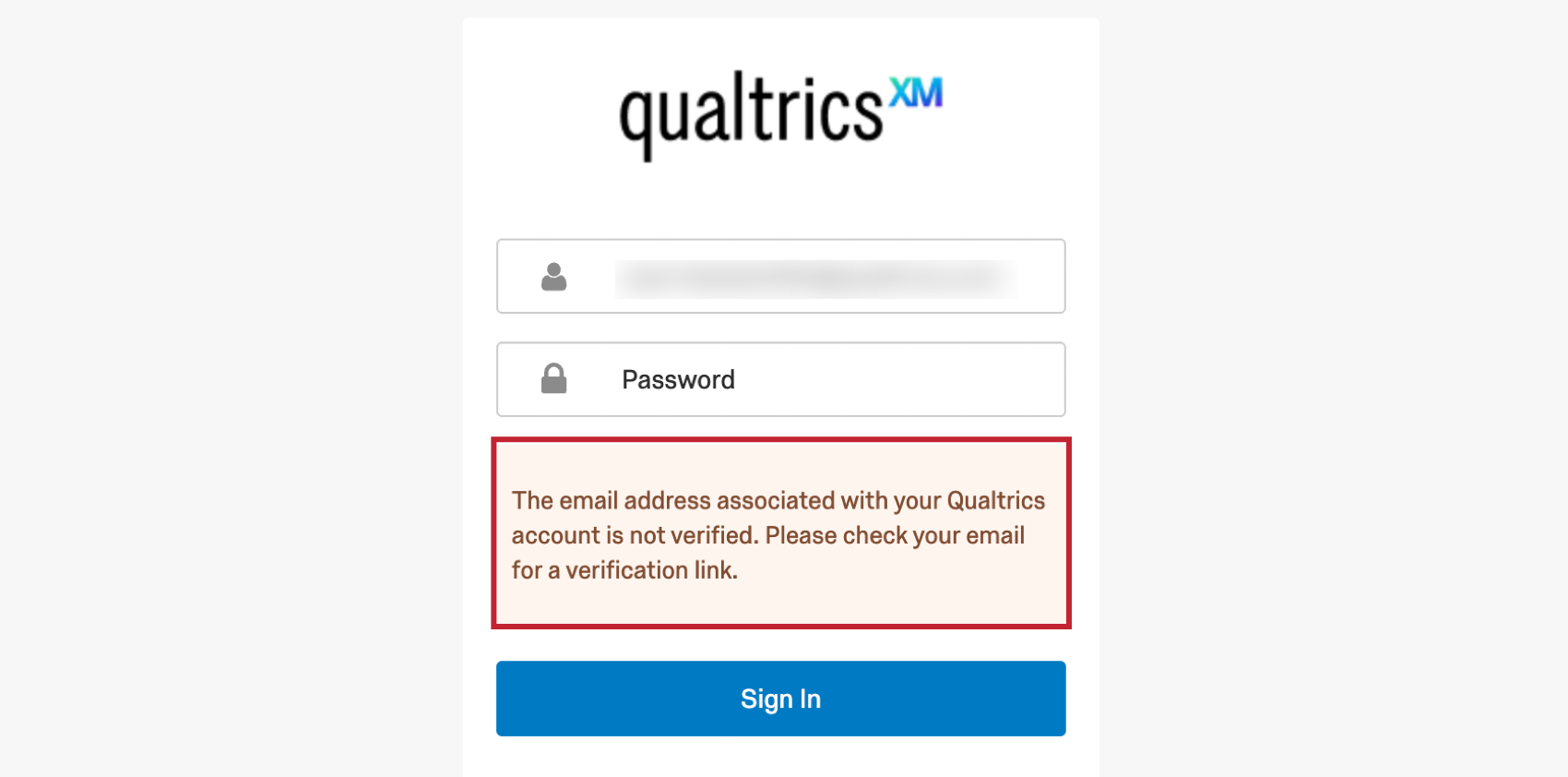the unverified email message