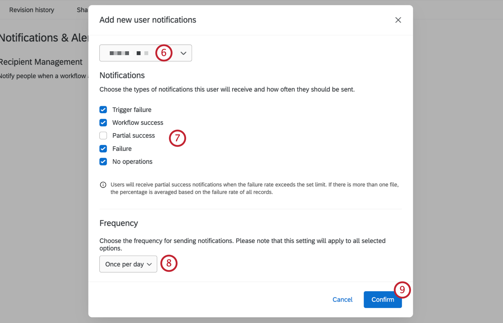 options to configure a workflow notification