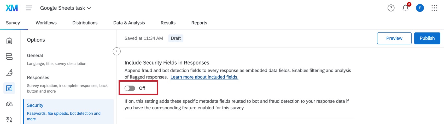 Include Security Fields