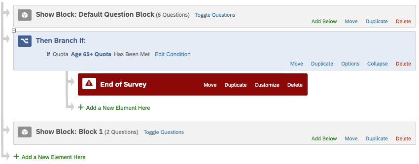 the branch says that if the quota's been met, end the survey