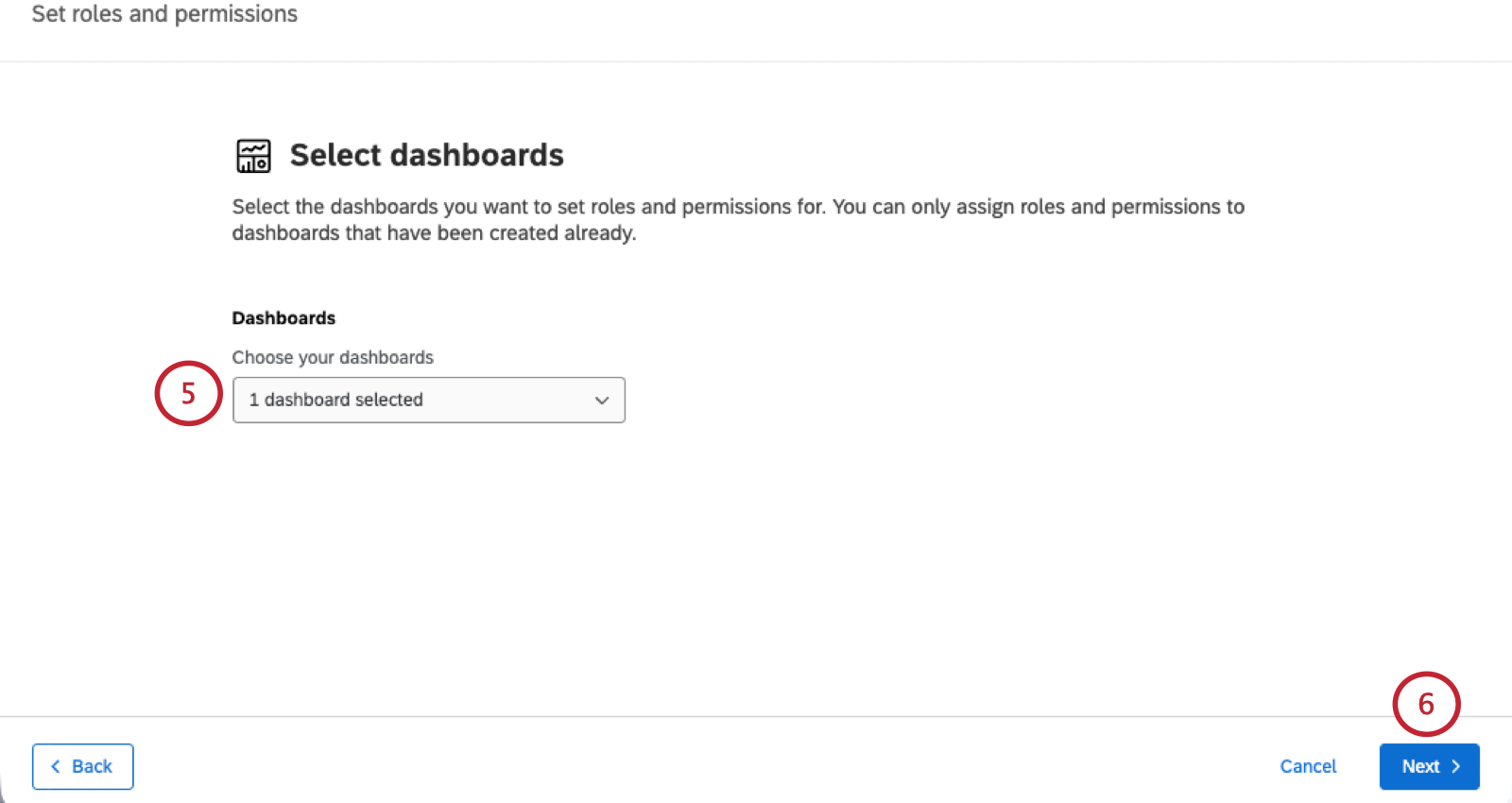 image of page where you select a dashboard