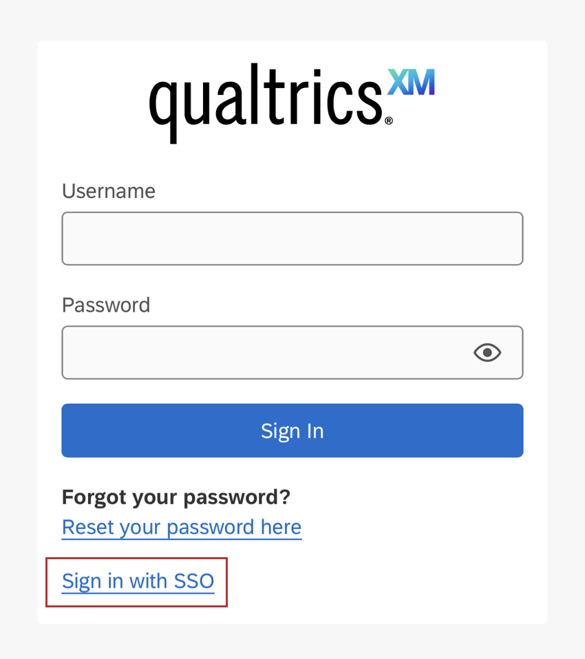 sign in with SSO button at the bottom of the login page of the app