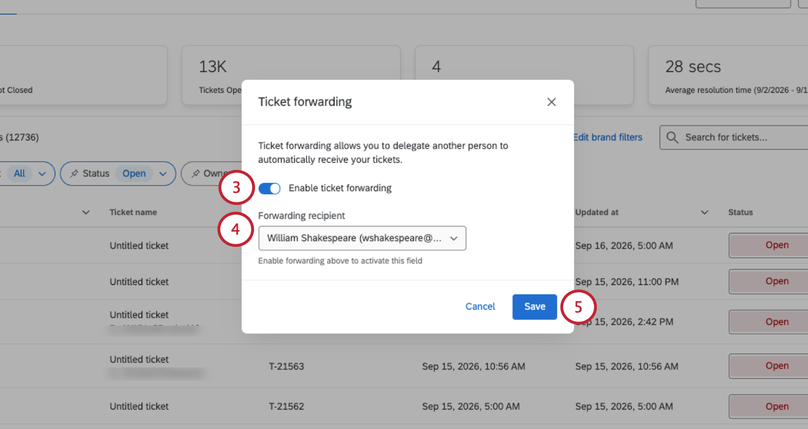 ticket forwarding in the qualtrics platform