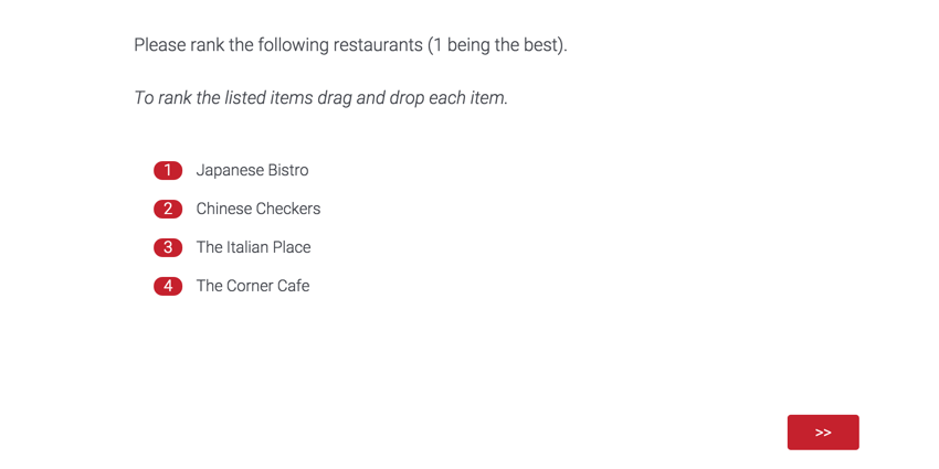 A question asking you to drag and drop items. They are numbered.