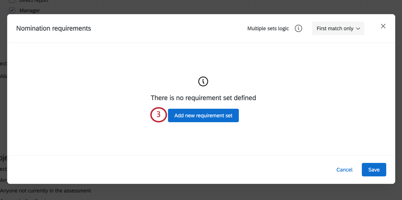 Add new requirements in the middle of the nomination requirements window that appears