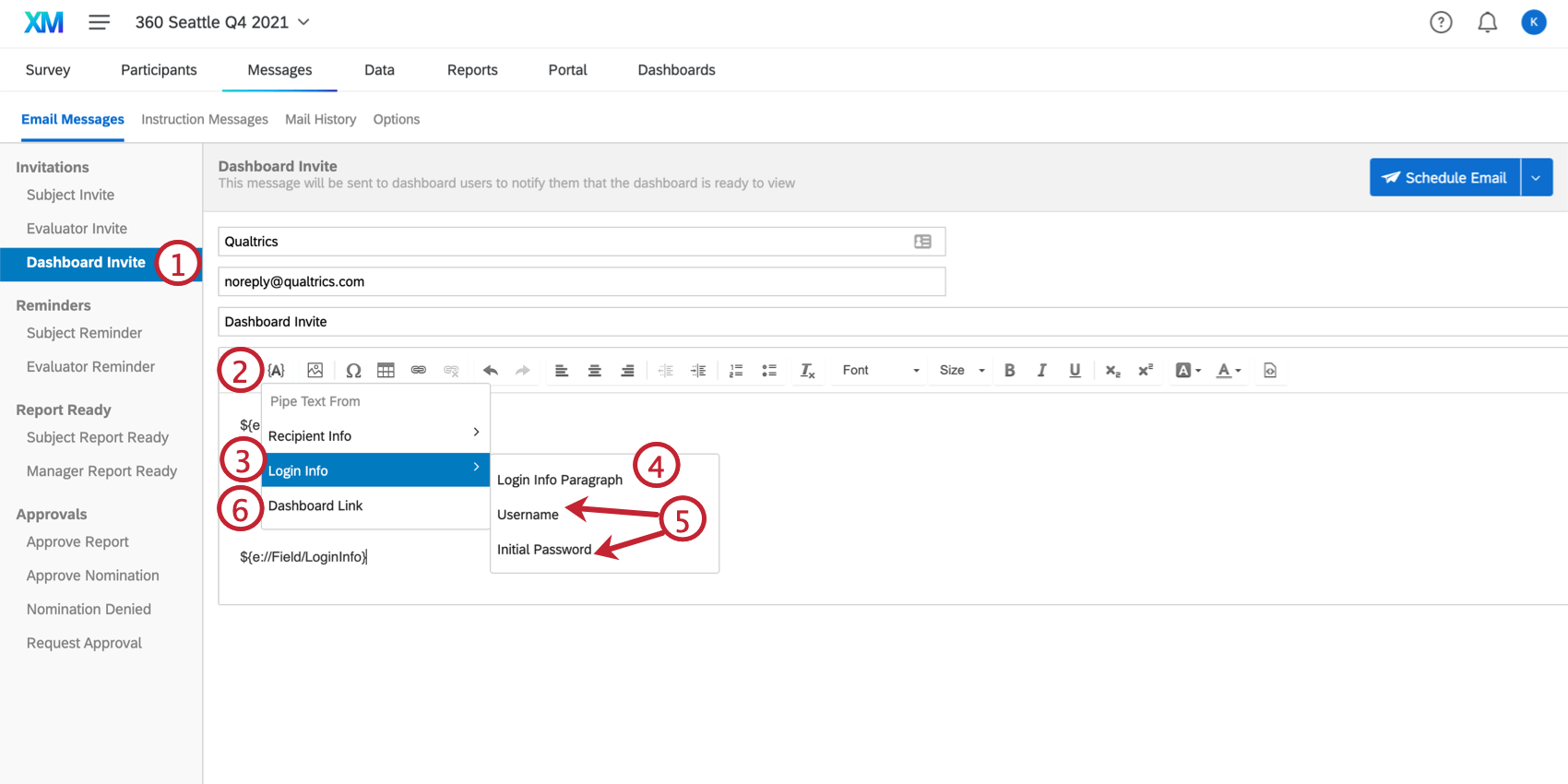 clicking the piped text menu, and then choosing the desired option
