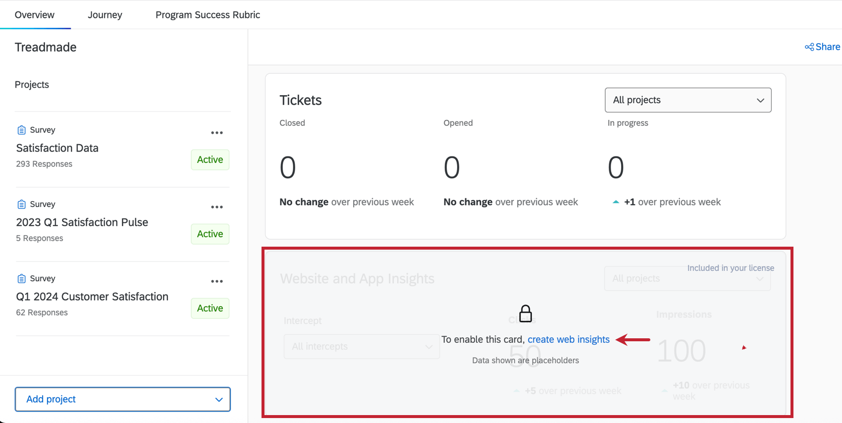 Locked card in a CX program with clickable insight
