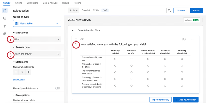 changing a matrix to likert