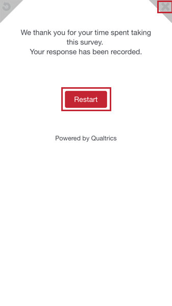 image of the restart button and x in the top right hand corner