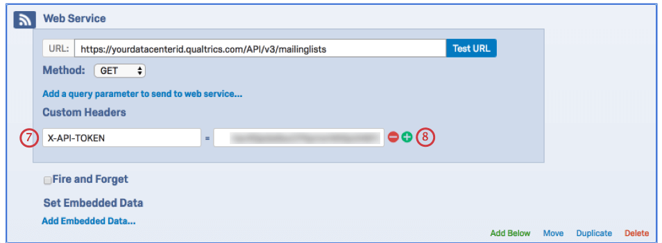 X-API-Token im Web Service eingeben