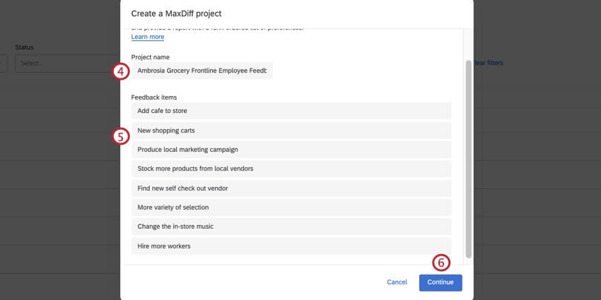 Modifier les noms du projet et des fonctions de Différence maximum