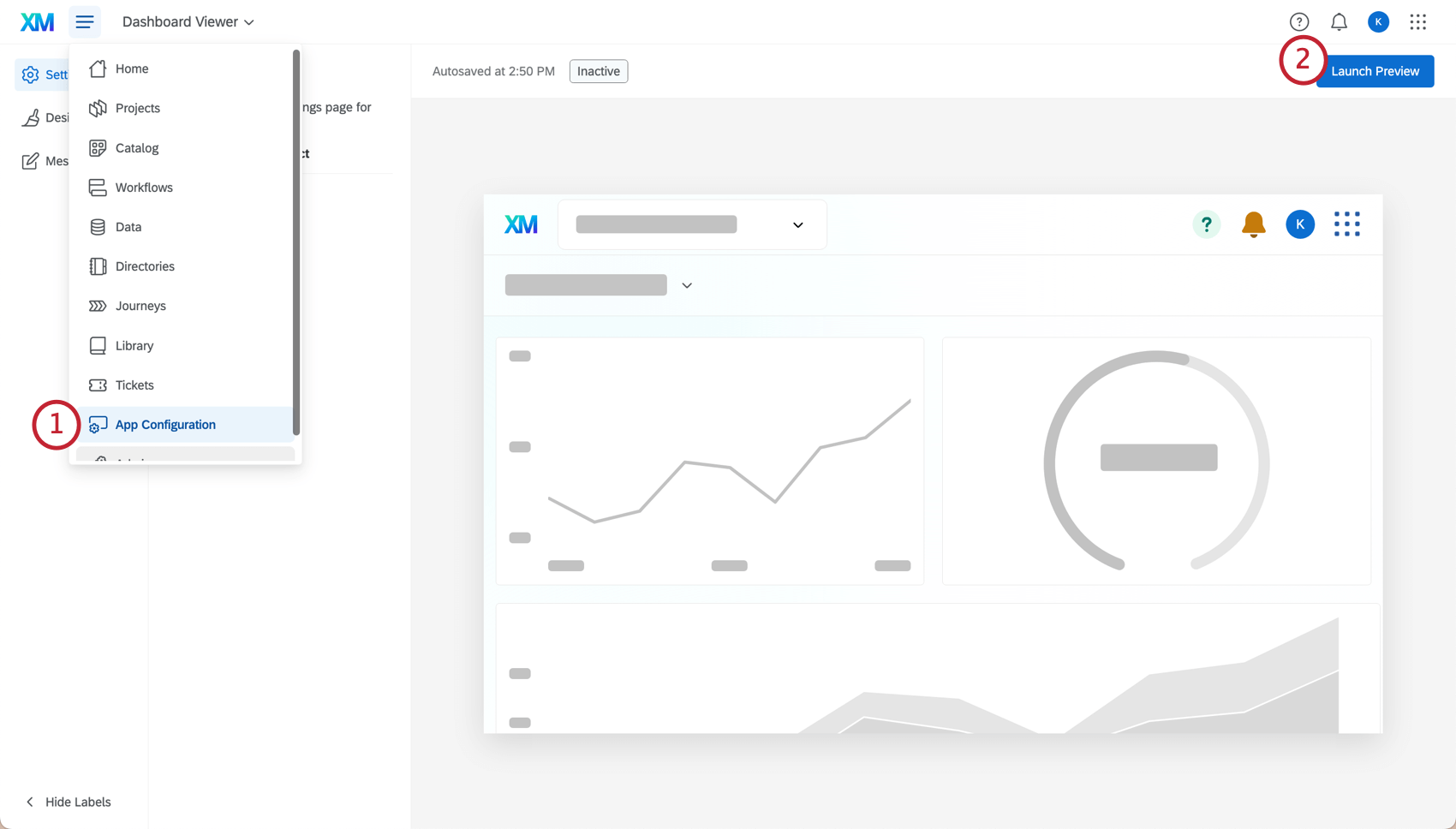 左側のドロップダウンメニューからアプリ設定メニューを強調表示します。