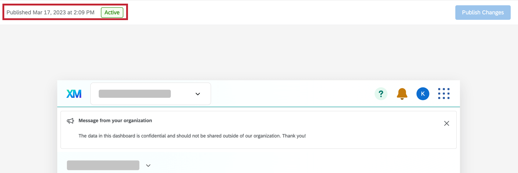 Shows the status displayed in the app configuration menu.