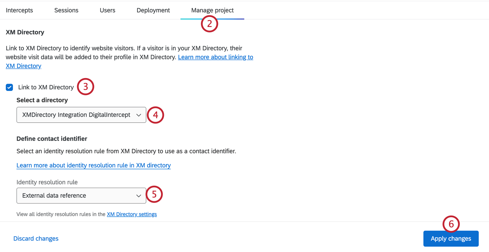 in einem digitalen Projekt, Verknüpfung mit xm Directory