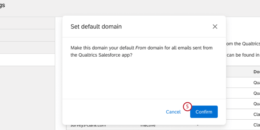 Confirm button after configuring custom domain changes