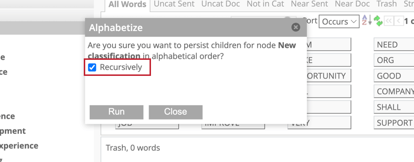 Select recursively from the alphabetize options