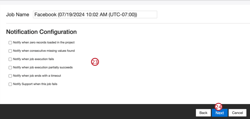 Select notification configuration