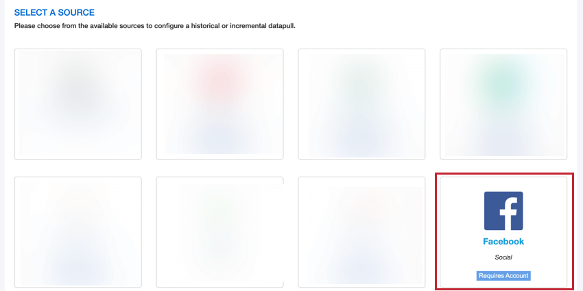 Opzione connettore Facebook nel menu