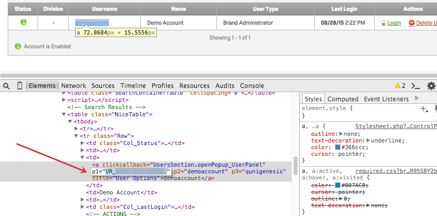 ID utilisateur trouvé dans le code HTML