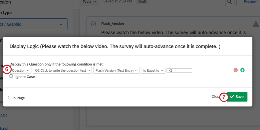 creating the display logic to display the mp4 question