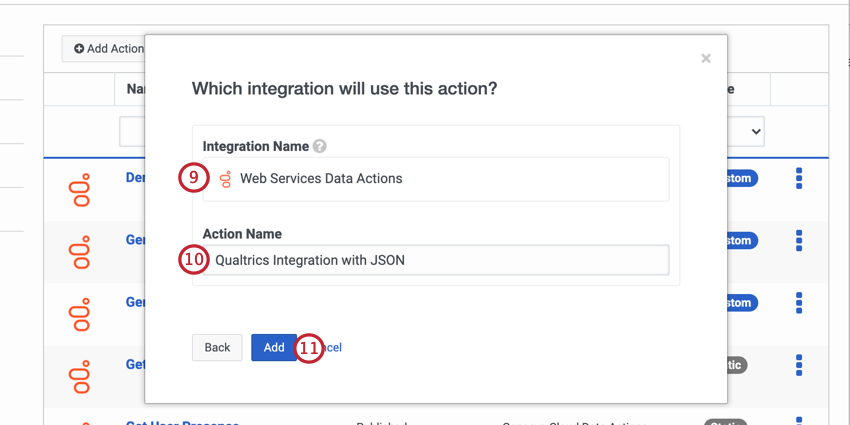 donner un nom à lintégration et donner un nom à laction