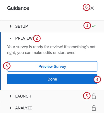 a zoom-in of the guidance panel. the different aspects are numbered