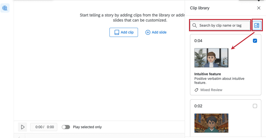 Suchleiste für Clips und Fotosymbol
