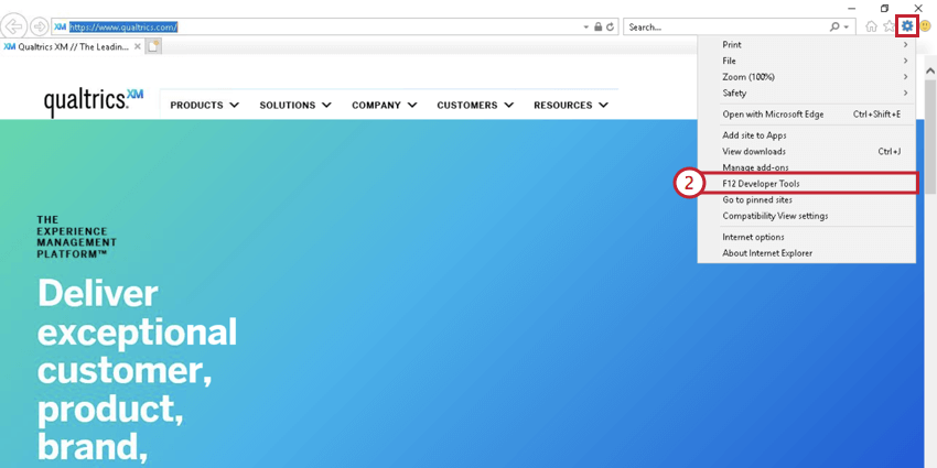 immagine degli strumenti per sviluppatori in internet explorer