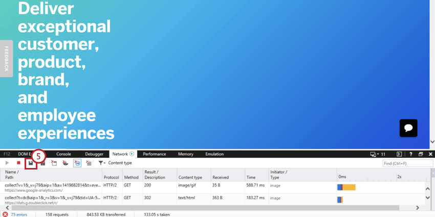 Bild des Exports als WAR-Drucktaste im Internet Explorer