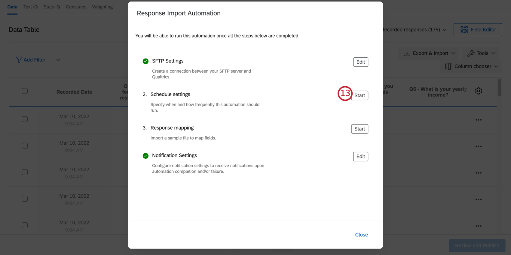 Click Start to the right of Schedule Settings in step 13