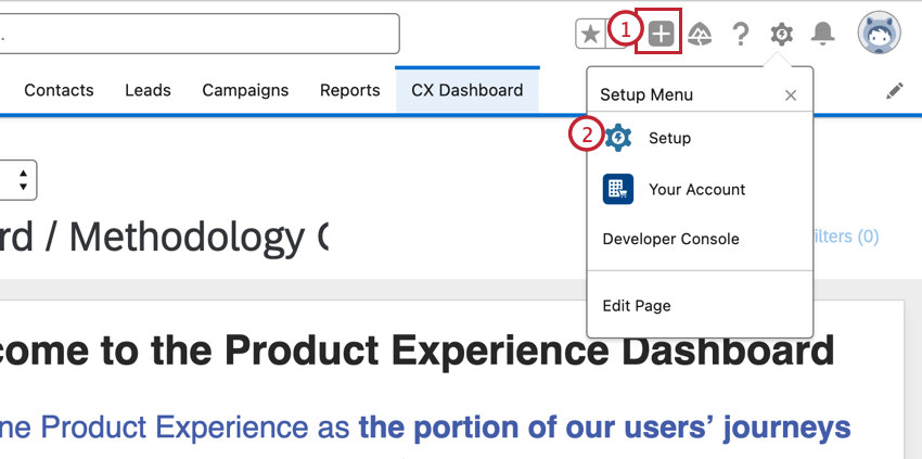 Menu di configurazione di Salesforce