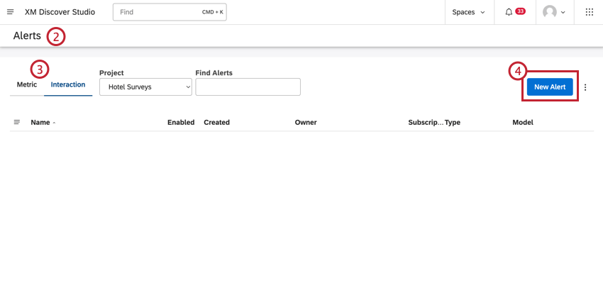 New Alert on alerts page