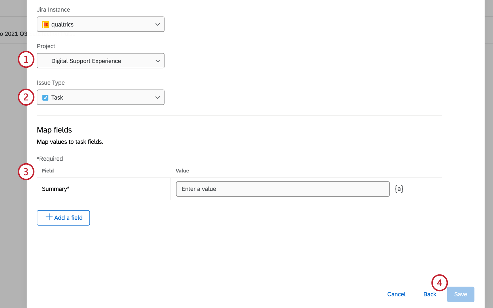 Configurar la creación de problemas para la tarea de Jira