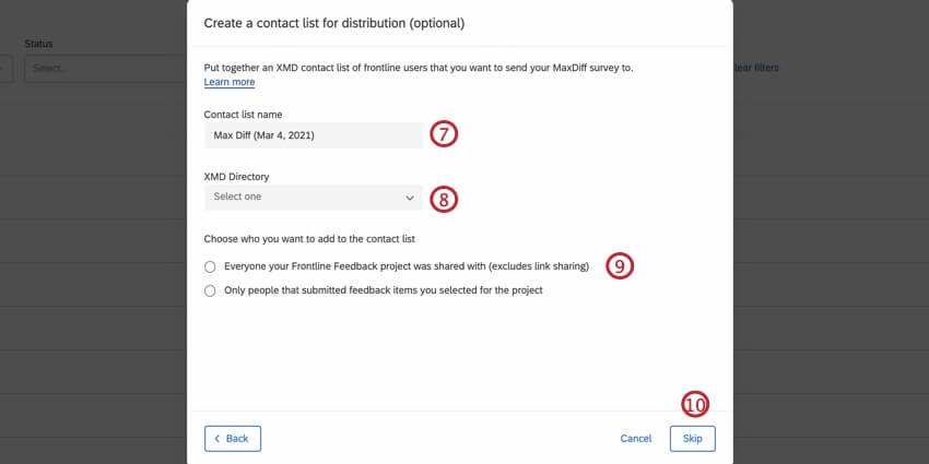 Crie uma lista de contatos para distribuição
