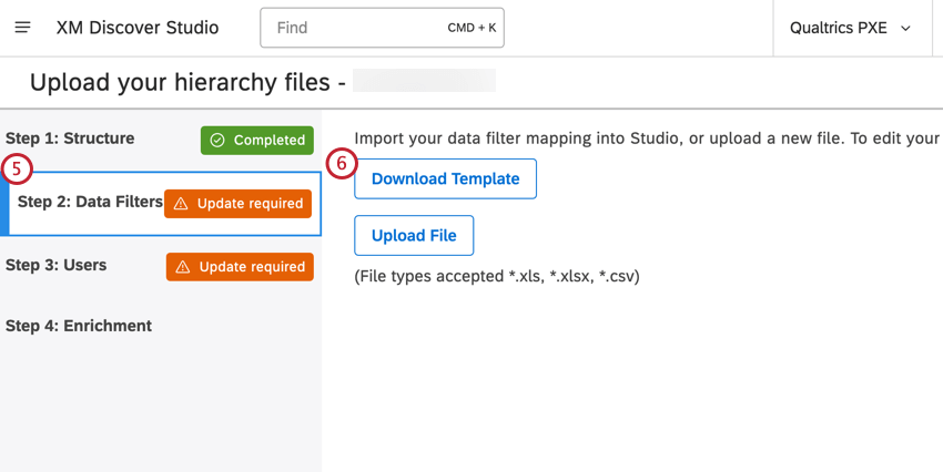 Download Template button
