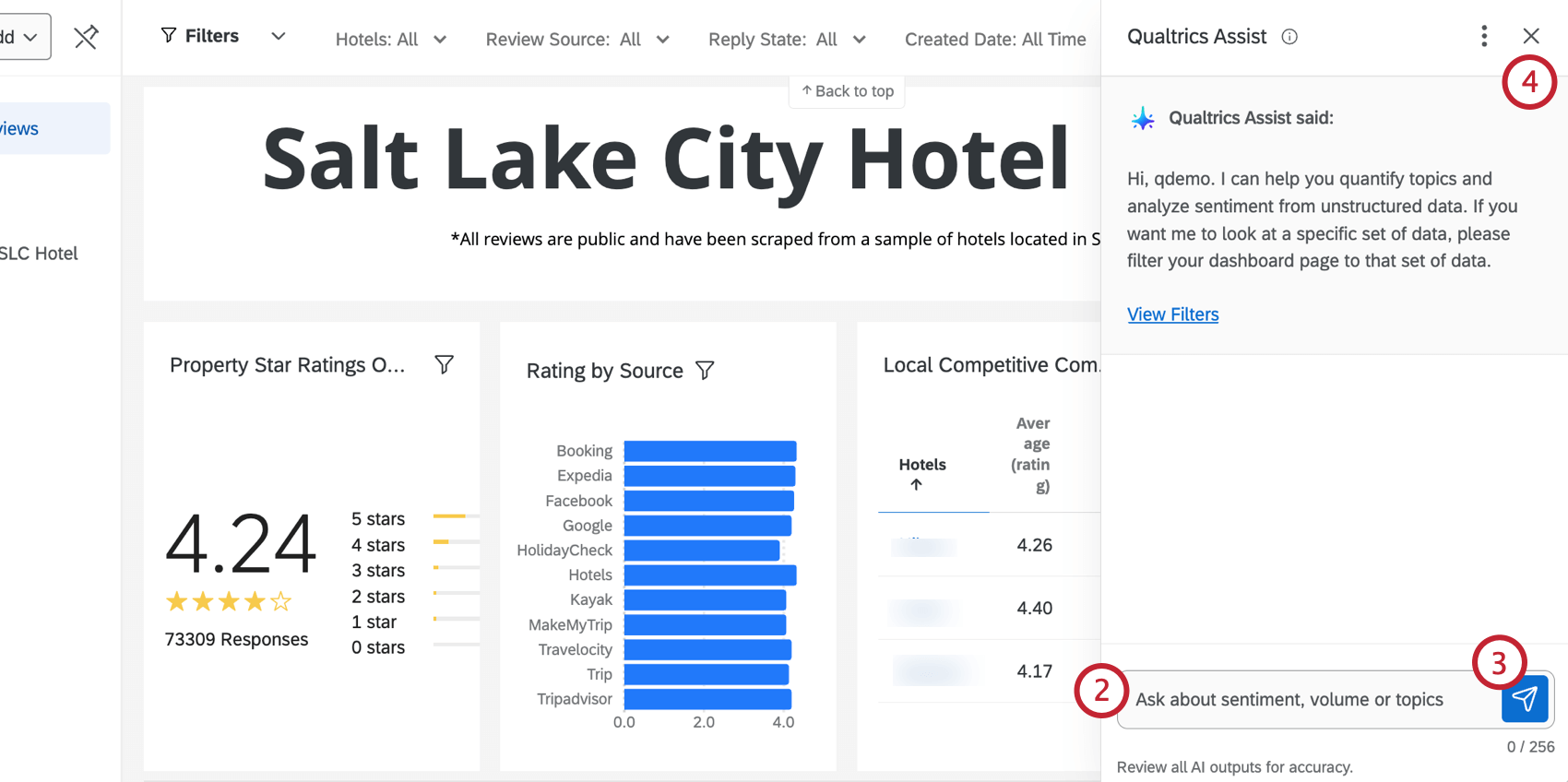 Typing a question into the qualtrics assist panel