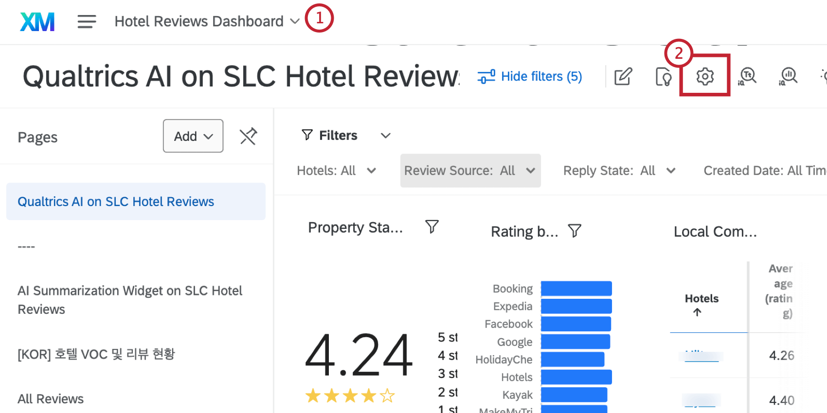 Dashboard settings