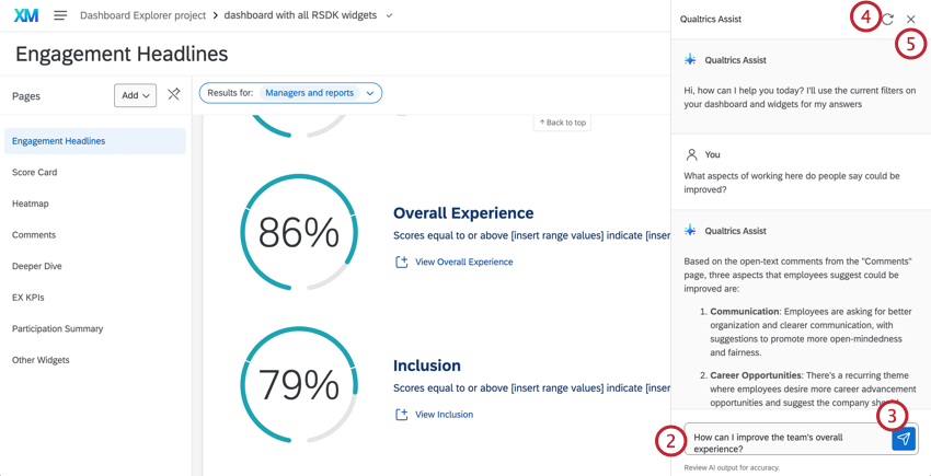 Elementos resaltados del Asistente de Qualtrics