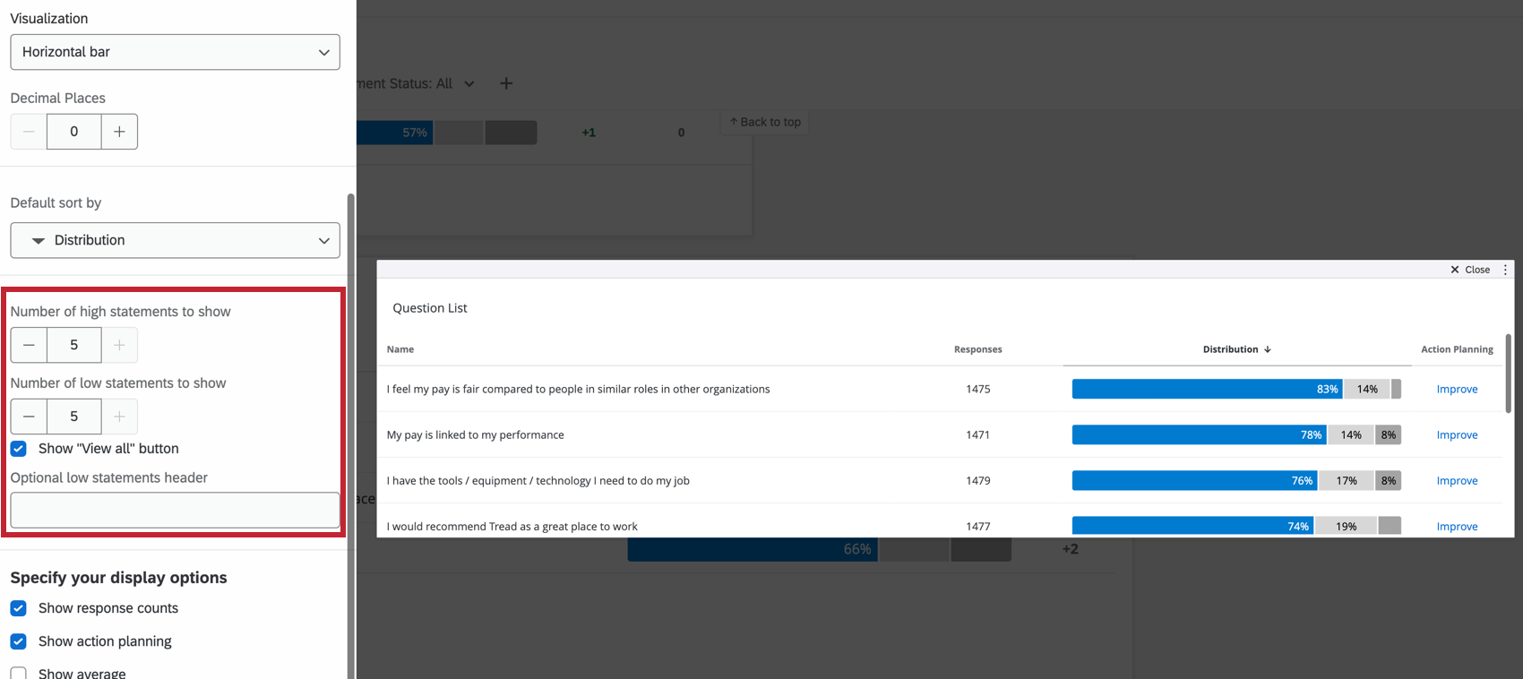 High statements and low statements to show in widget