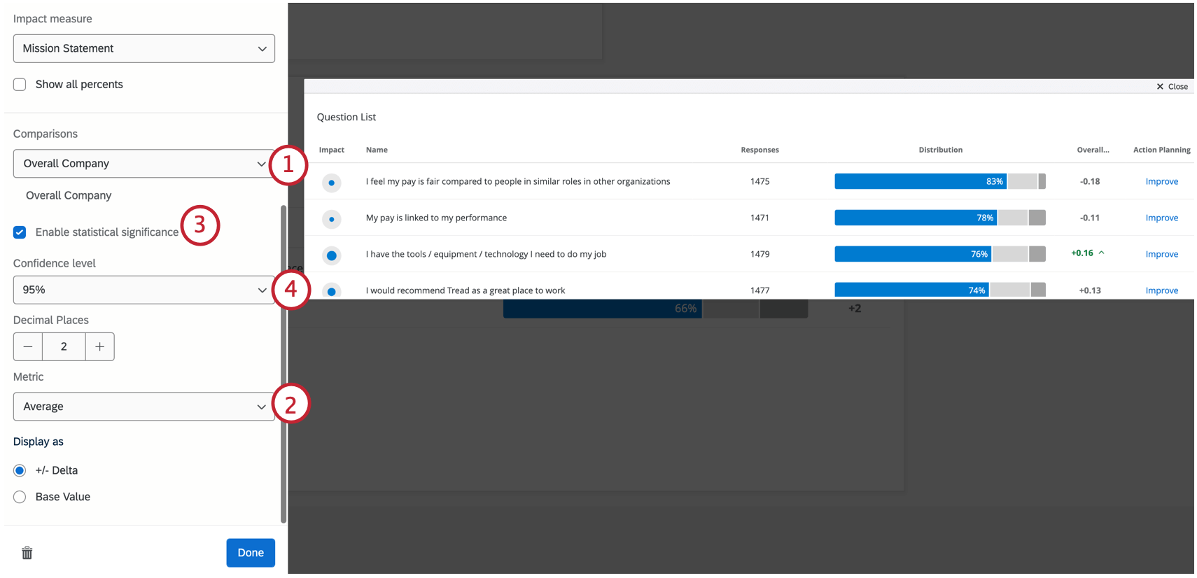 Enabling significance testing in the widget