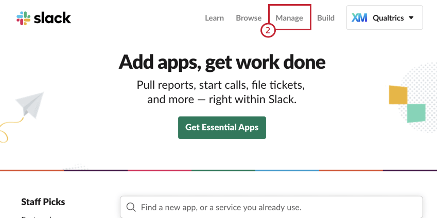 Bild der Verwaltungsdrucktaste in Slack
